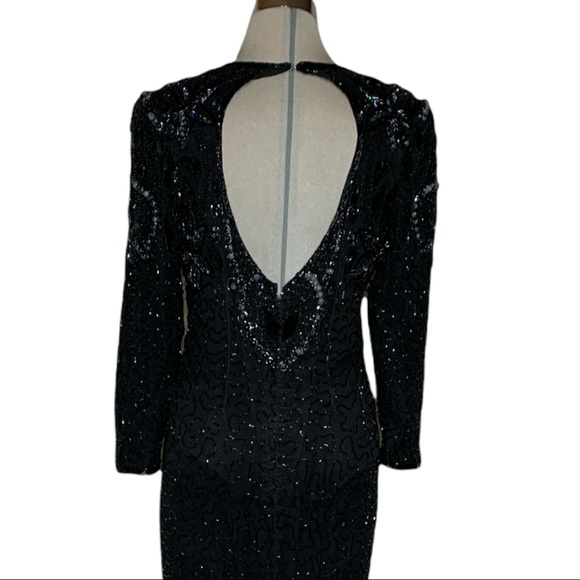 Vintage Luxury Backless Evening Gown Embellished Beading Size M - Picture 8 of 14